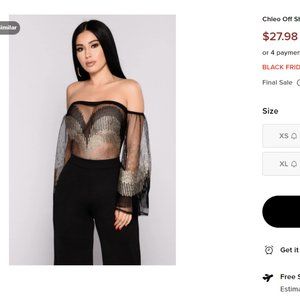 Cleo Body Suit, Black & Gold, Size Large, Fashion Nova